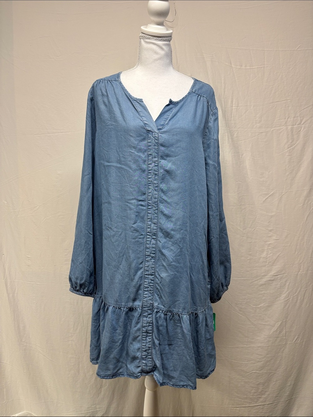 Buffalo David Bitton Indigo Long-Sleeve Ruffle Hem Tunic Dress